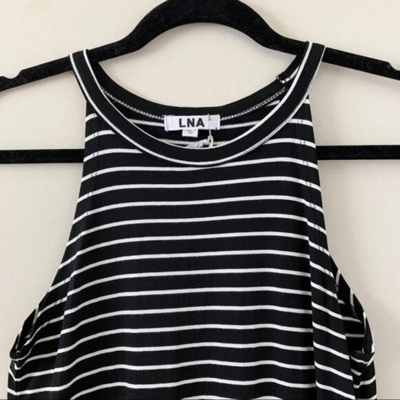 Revolve LNA Leigh Maxi Dress stripes Long Sleeveless Curved hem Scoop neck XS - Picture 11 of 15